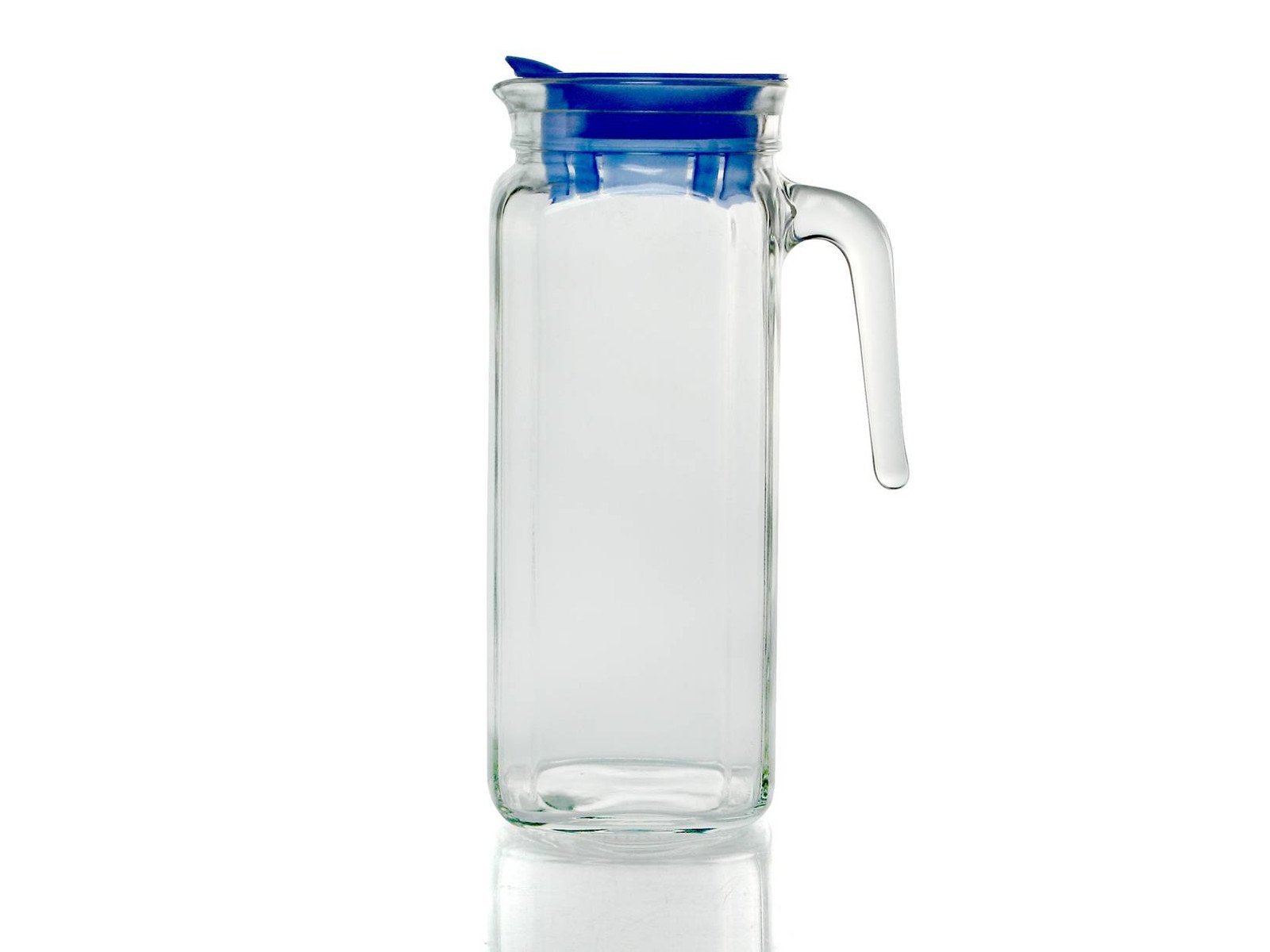 Brocca In Vetro Igloo Quadrata Lt 1 Tappo blu Borgonovo
