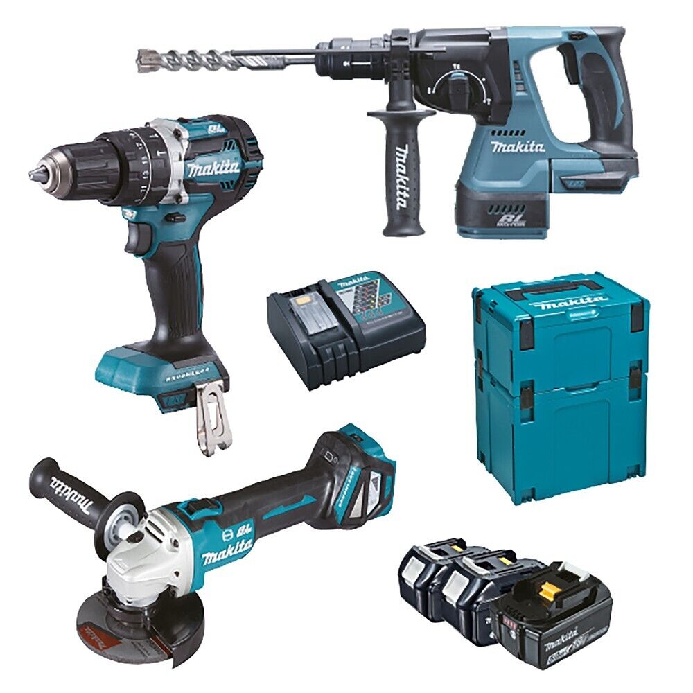 Kit Makita DLX3119TJ Set 4 elettroutensili 18V con Batterie 5ah Valigia