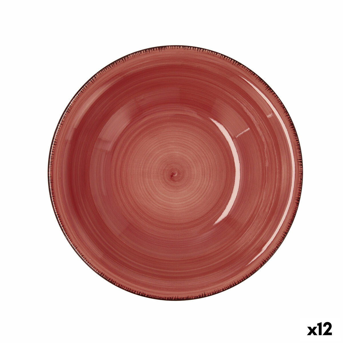 Piatto Fondo Quid Vita Ceramica Rosso (ø 21,5 Cm) (12 Unità)