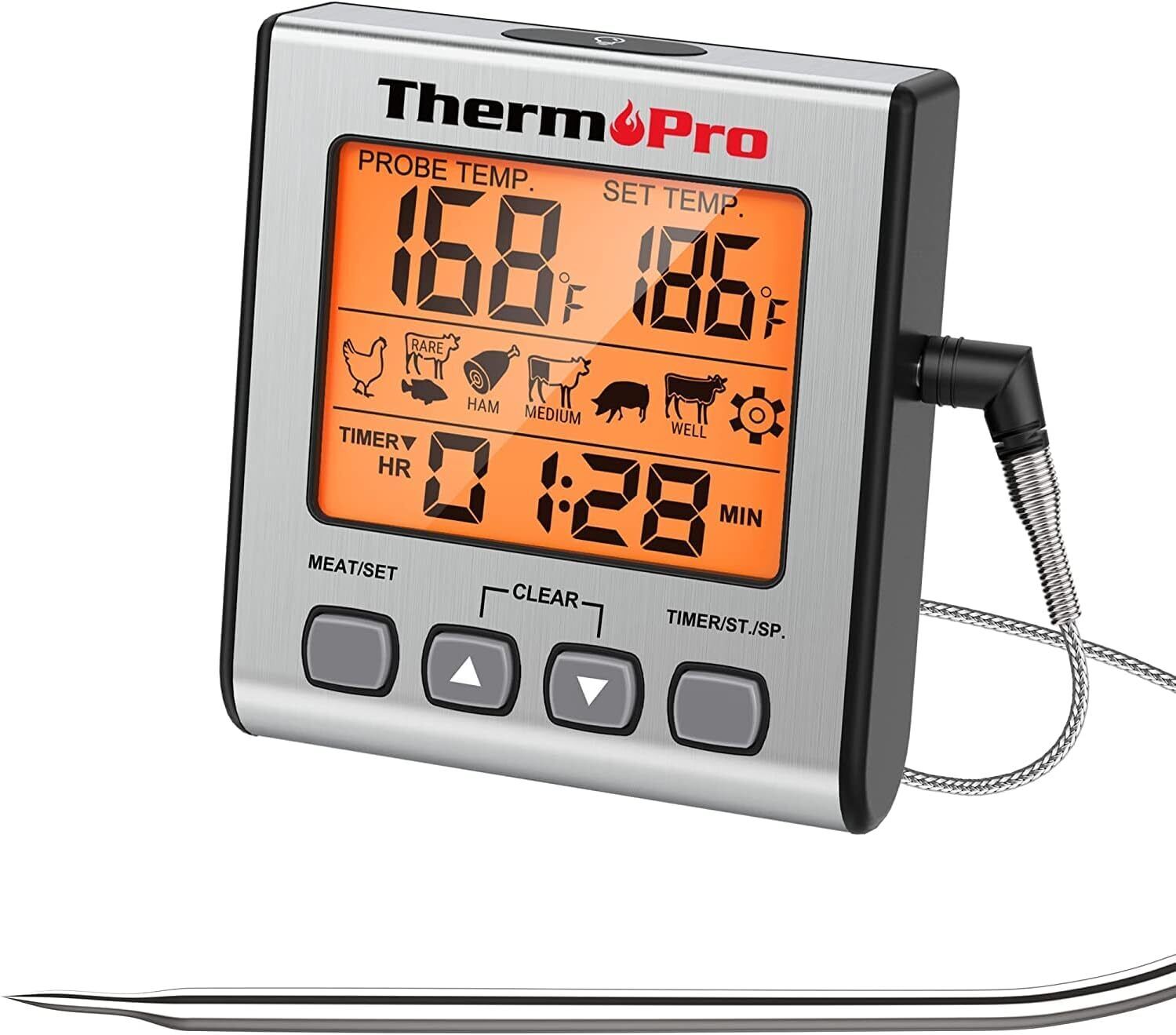 ThermoPro TP16S Termometro digitale per carne, ottimo per grigliare e barbecue