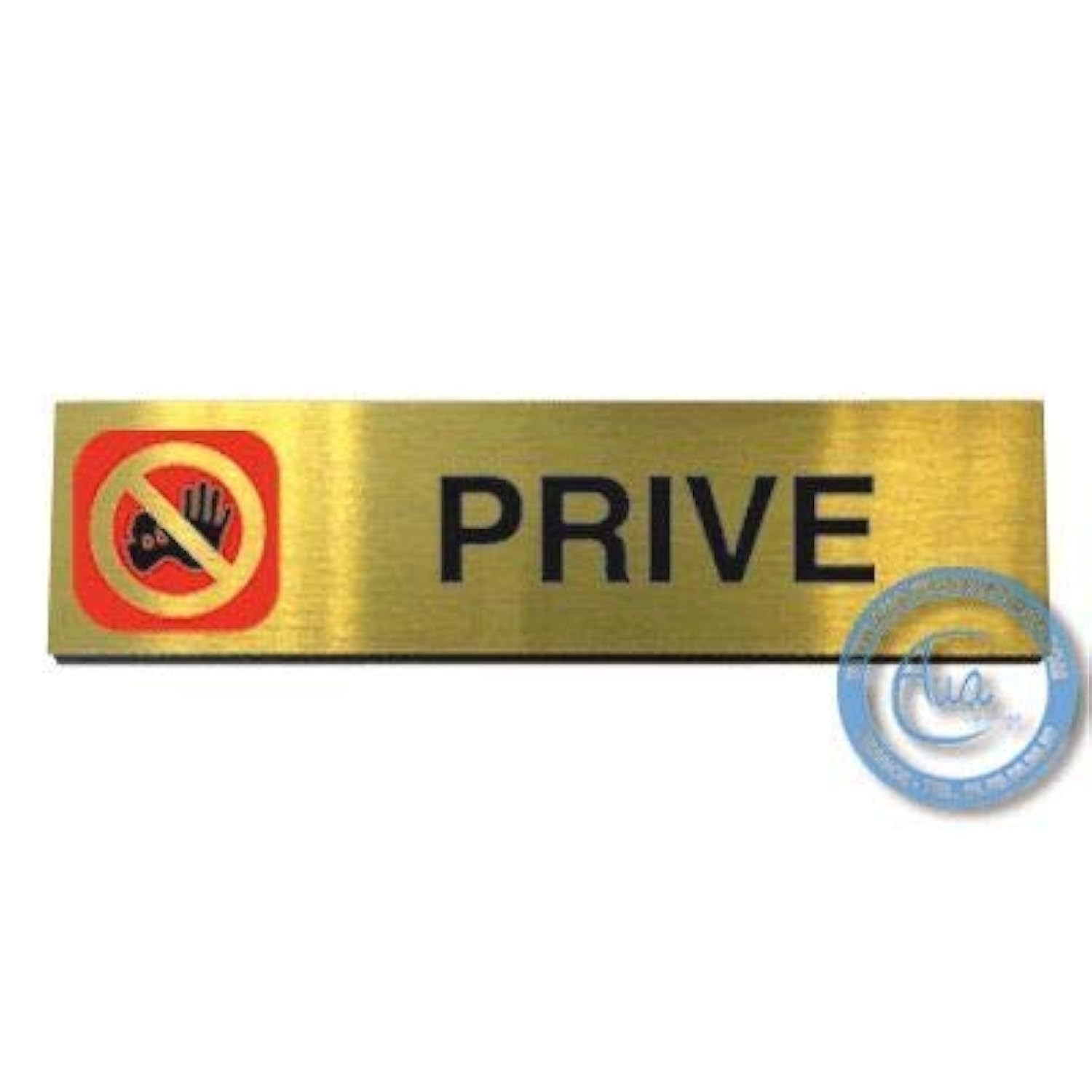 AUA SIGNALETIQUE - Plaque de porte Aluminium brossé doré Privè 200x50 (P1h)