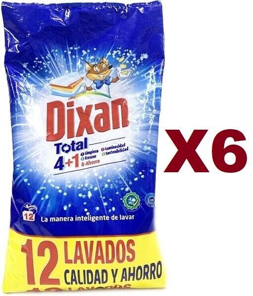6 PZ DIXAN TOTAL 4+1 DETERSIVO LAVATRICE IN POLVERE 12 MISURINI 594GR