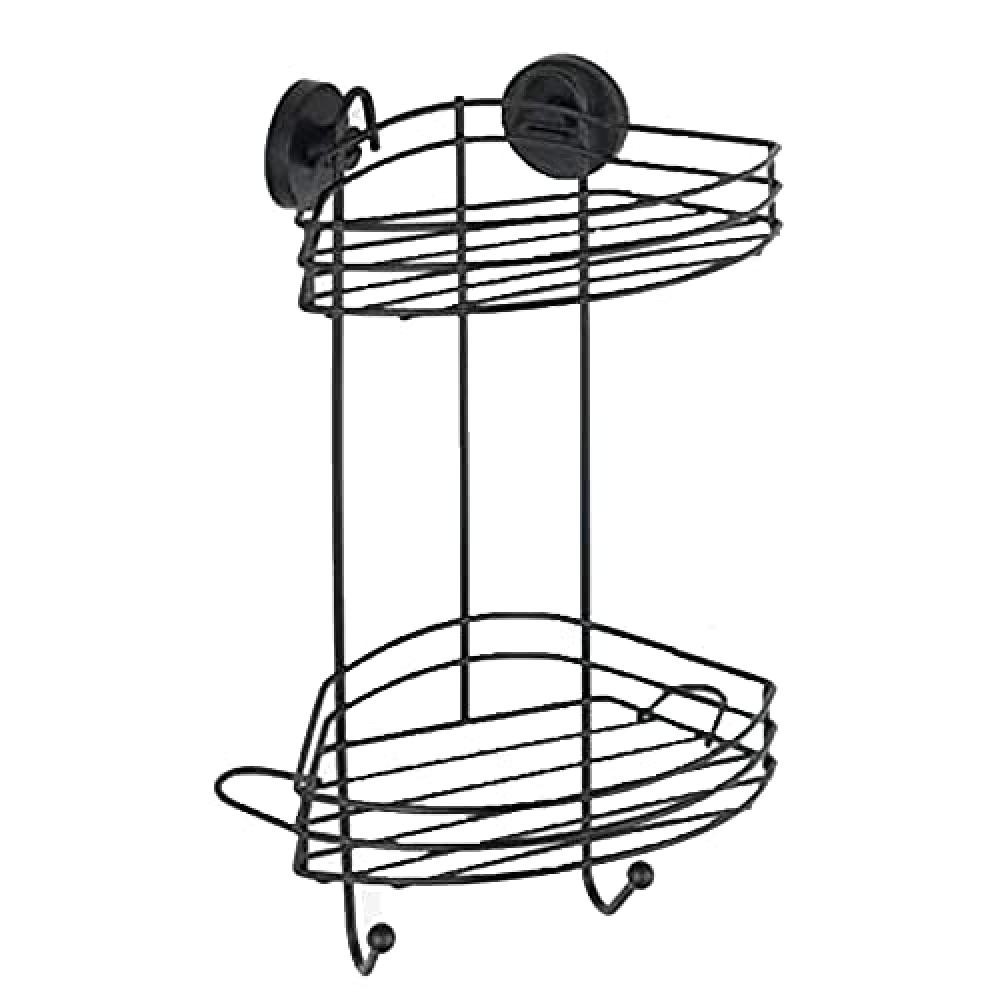 (TG. 23 x 43 x 21 cm) Wenko Rinconera doble Vacuum-Loc®, negro - NUOVO