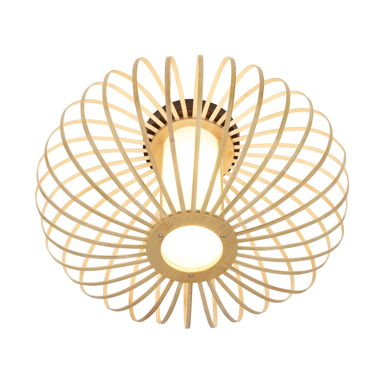Plafoniera Nordico Bambo Metallo Nero 1 Luce E27