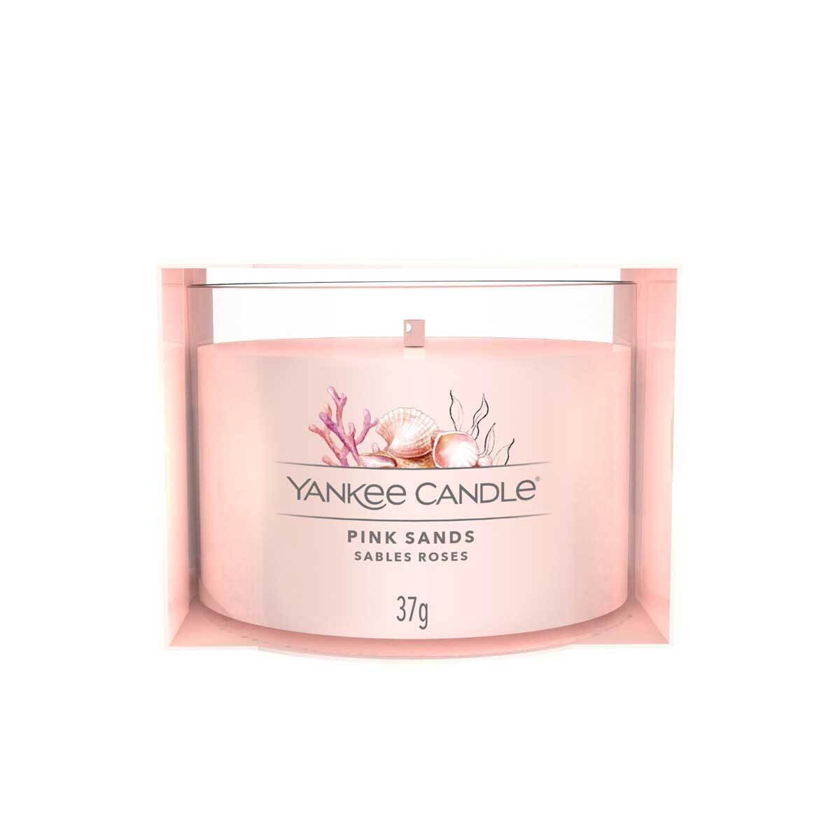 YANKEE CANDLE CANDELA PROFUMATA VOTIVE IN VETRO PINK SANDS PROFUMO CASA INTERNI