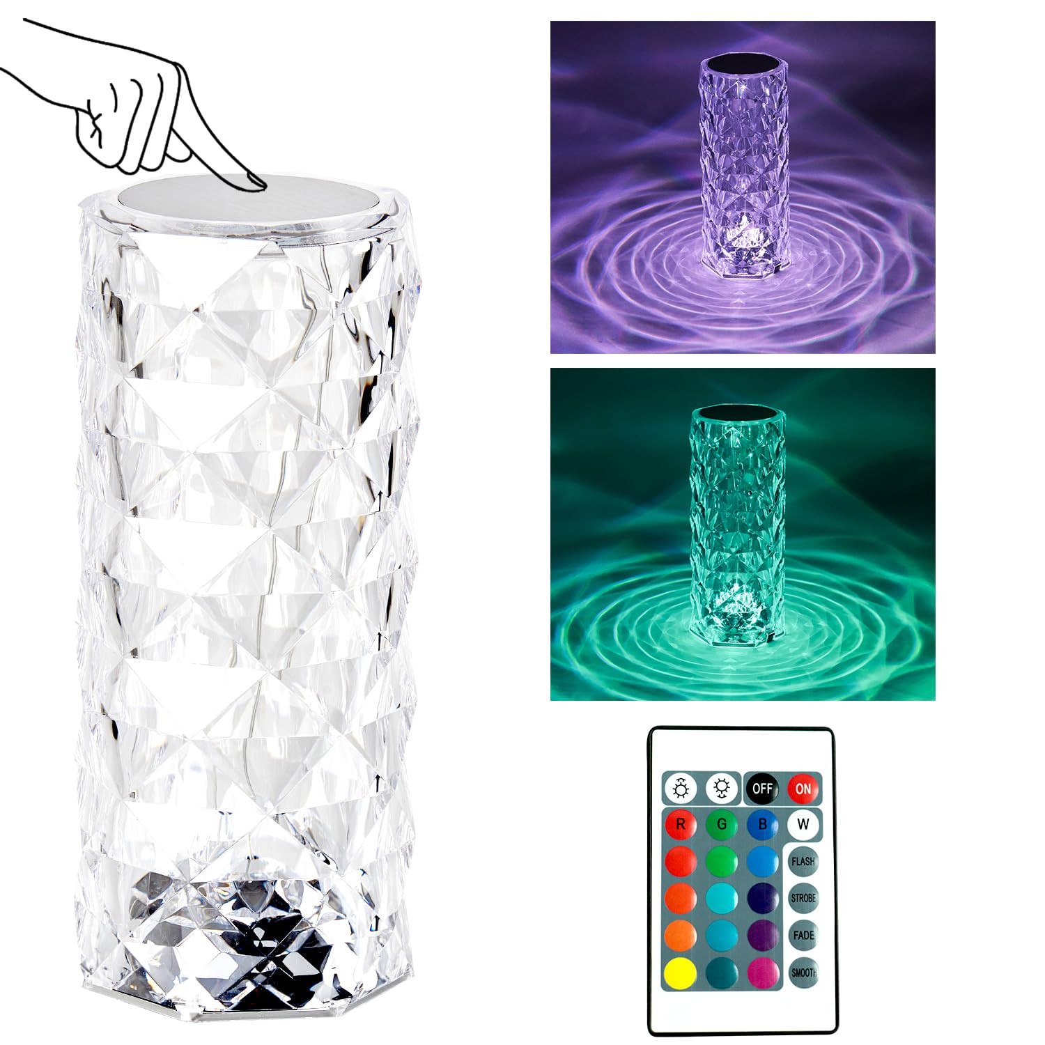 himmel LED Crystal Table Lamp Modern Rose Bedside Lamp Touch Lampada (k7V)