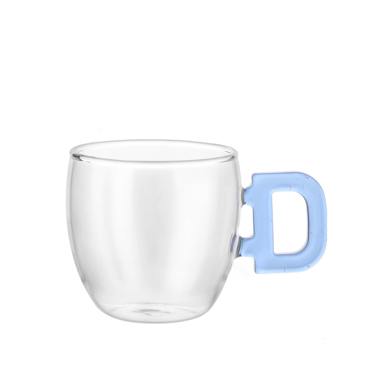 KASANOVA Tazzina caffè lettera D azzurra in vetro borosilicato, 150 ml azzurro
