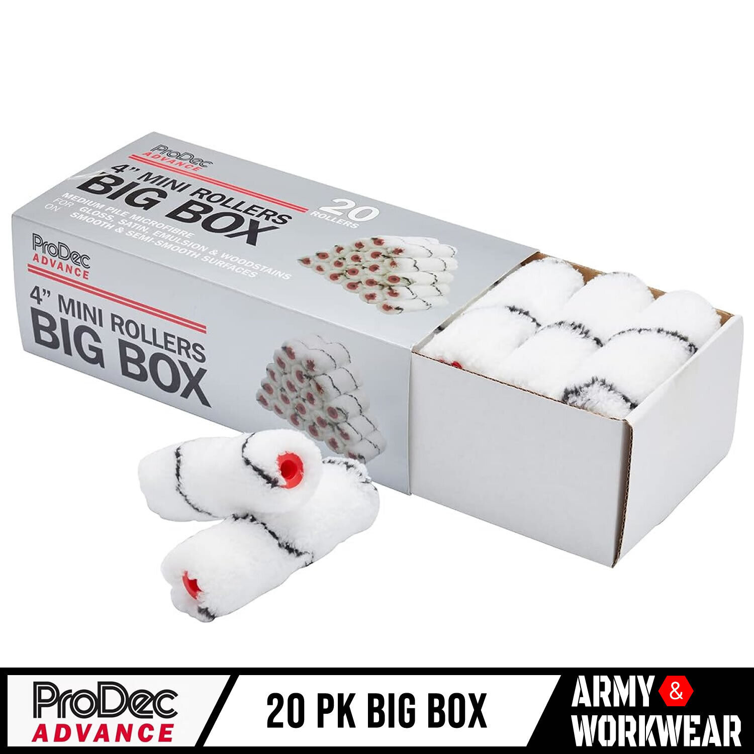 ProDec Advance Grande Scatola 20 Confezione 10.2cm Microfibra Mini Paint Rulli M