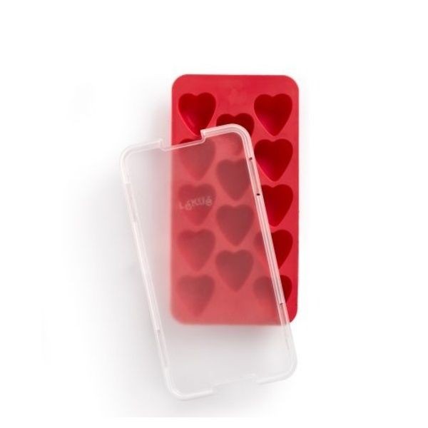 Vaschetta con Coperchio per Cubetti di Ghiaccio a Forma di Cuore Lekue Red - 882