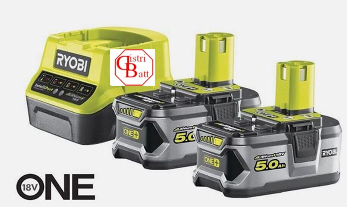 Ryobi Kit 18V Caricabatterie + 2 Batterie 5Ah Ryobi RC18120-250