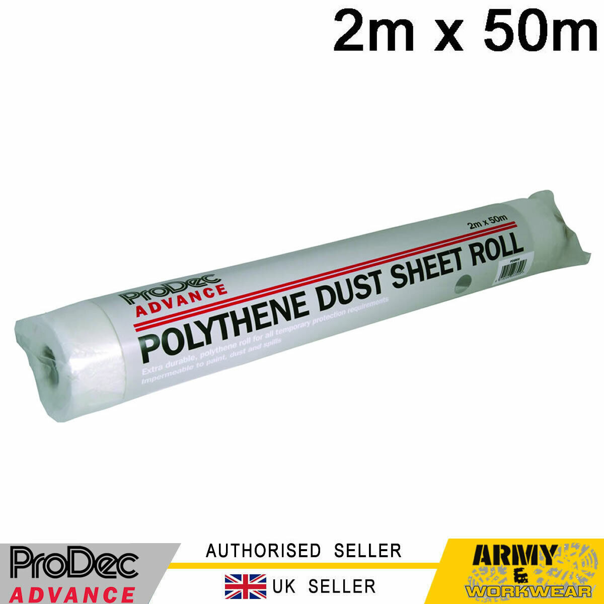 ProDec Advance 50 x 2 Metri Polietilene Polvere Foglio Impermeabile Rotolo Trade