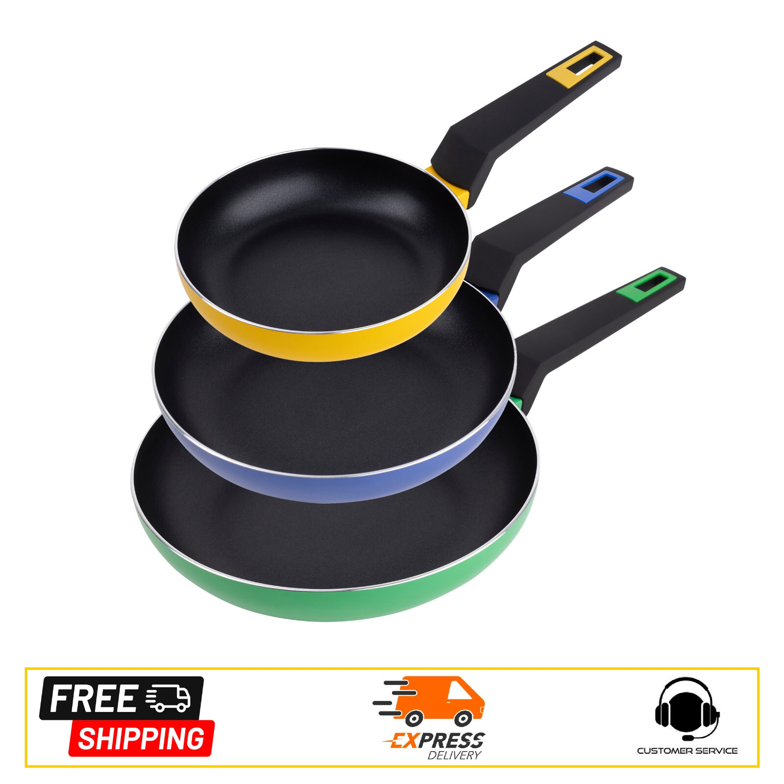 SAN IGNACIO Set 3 padelle 18/22/26cm in alluminio per induzione linea Colors