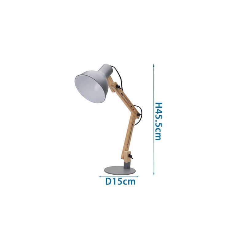 Lampada da scrivania pieghevole legno E27 Aigostar grigia 218188
