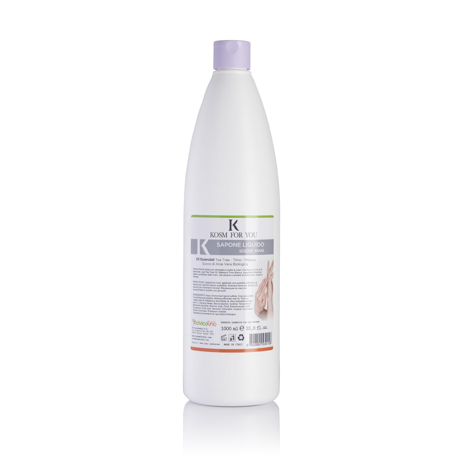 Kosmforyou Sapone Liquido Mani con Oli Essenziali, Tea Tree e Aloe Vera (J8D)