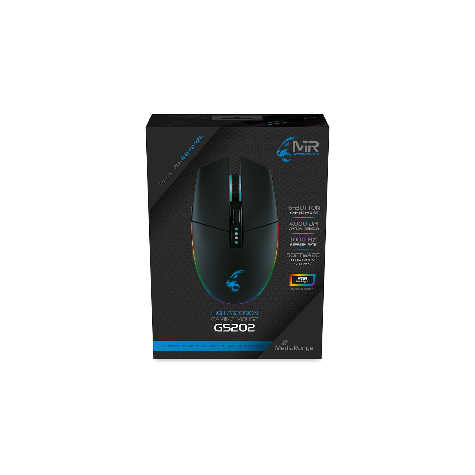 MediaRange MRGS202 Gaming Mouse with Cable 6 Buttons USB 2.0 Black
