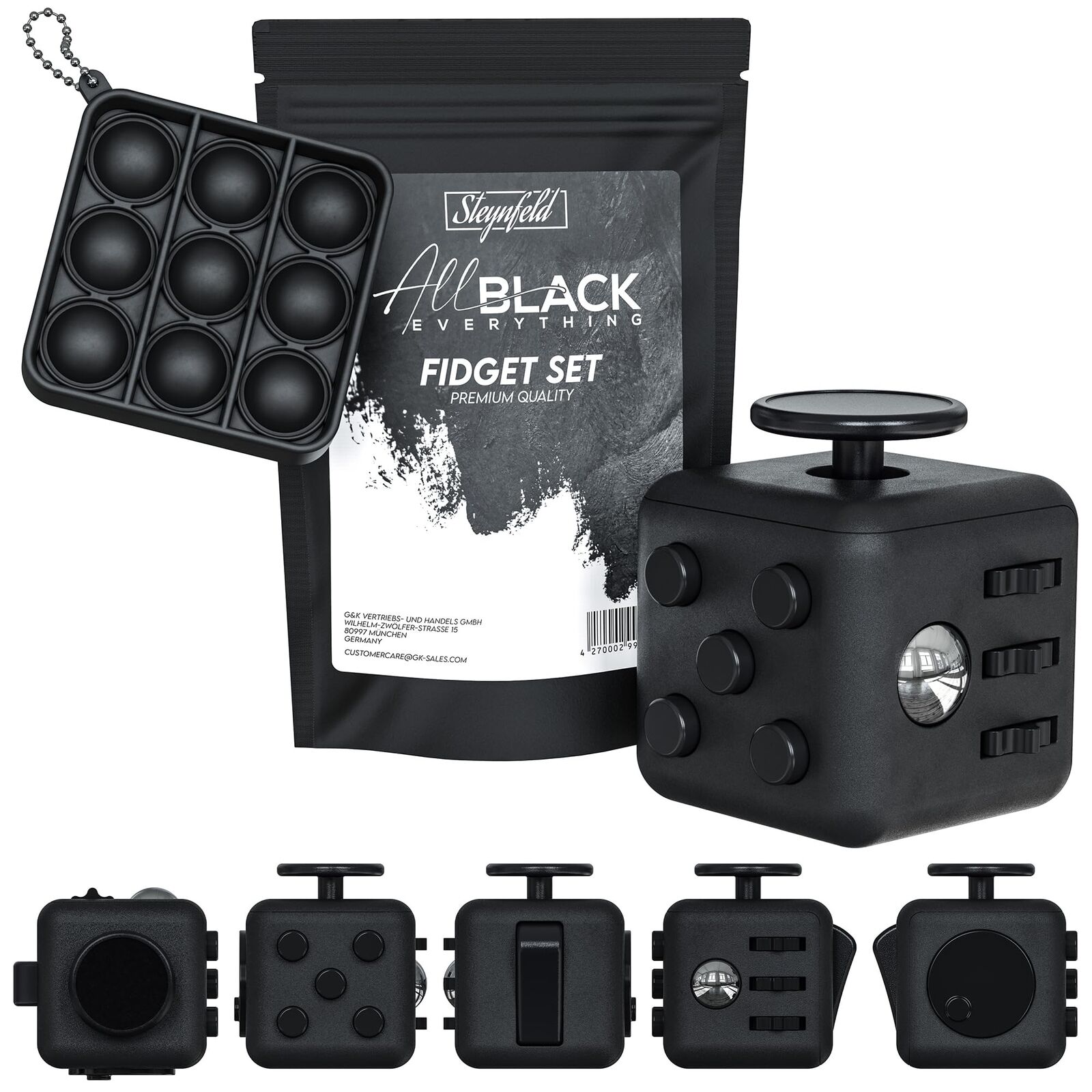 All Black Everything - Set fidget con cubo fidget incluso fidget popper gratu...