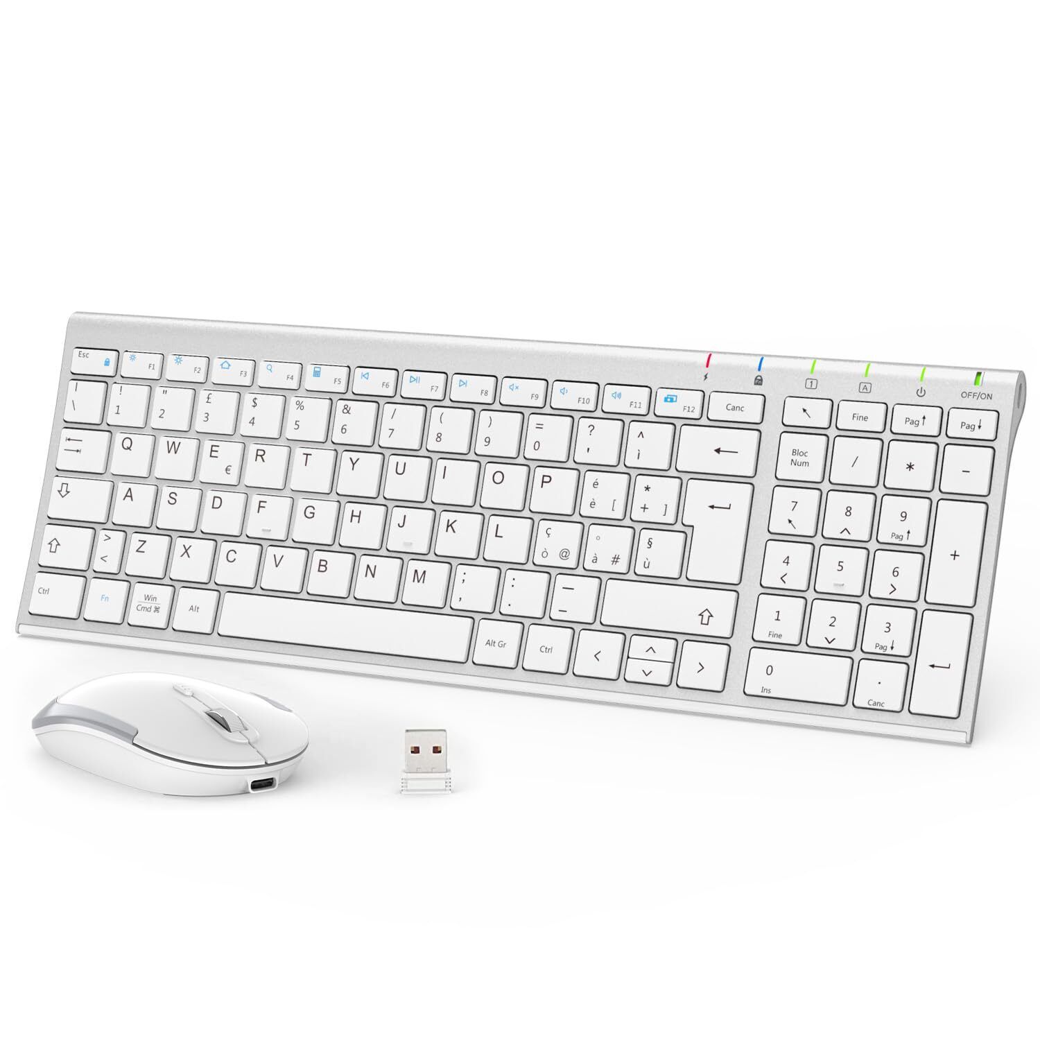 iClever Tastiera e Mouse Wireless portatile 2.4G, Ricaricabile tastiera wireless