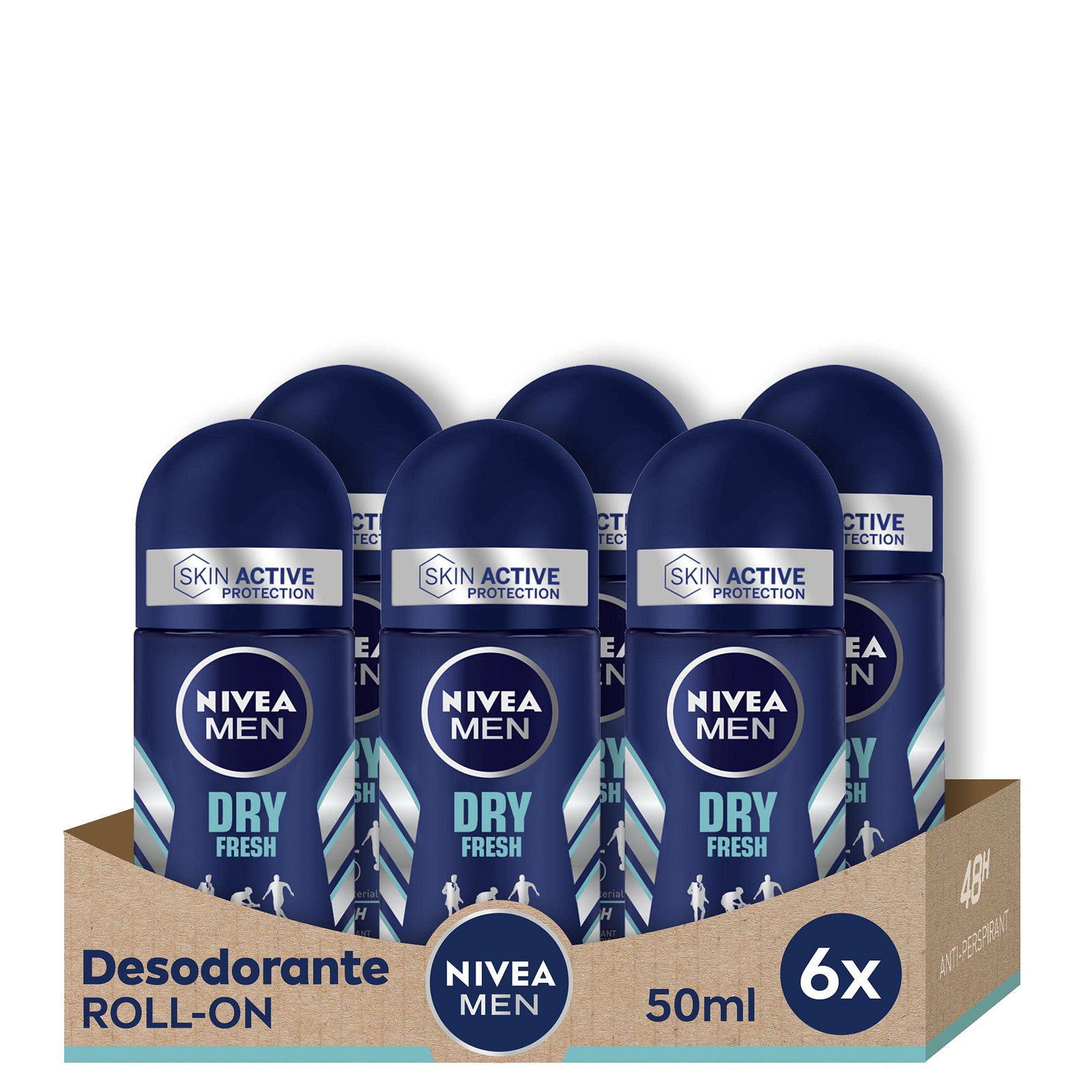 NIVEA MEN Dry Fresh Roll-on Pack (6 x 50 ml), deodorante antitraspirante (q6K)