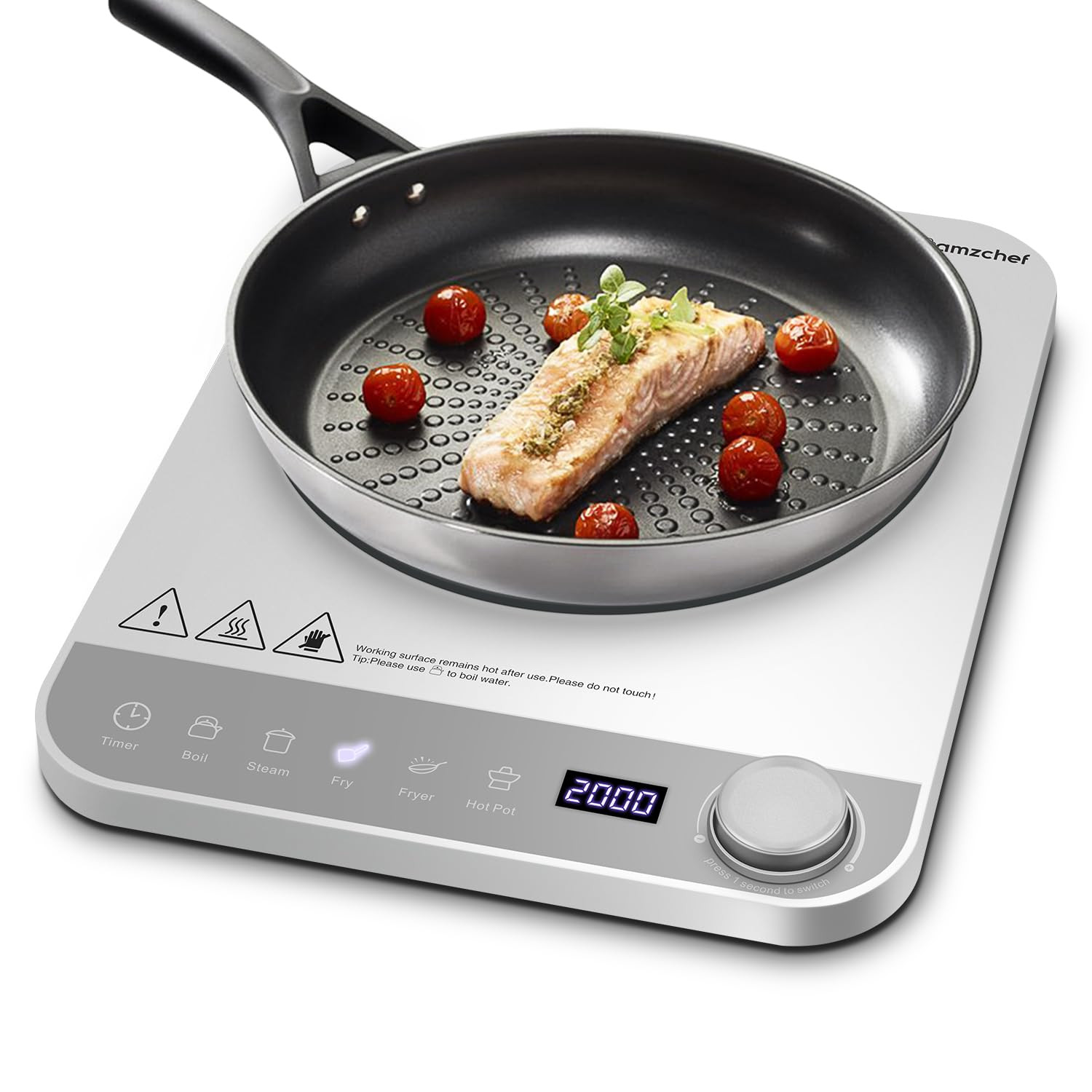 Piastra ad induzione, AMZCHEF piastra induzione portatile con design (I9A)
