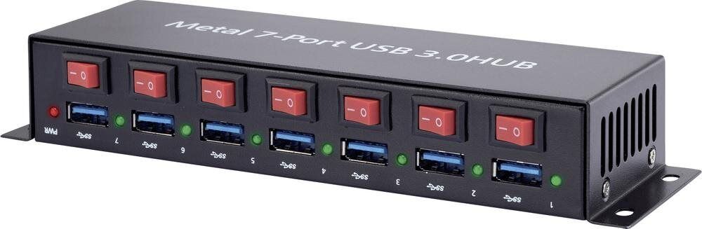 3161807 Renkforce Renkforce 7 Port USB 3.0-Hub Metallgehäuse, einzeln schaltbar,