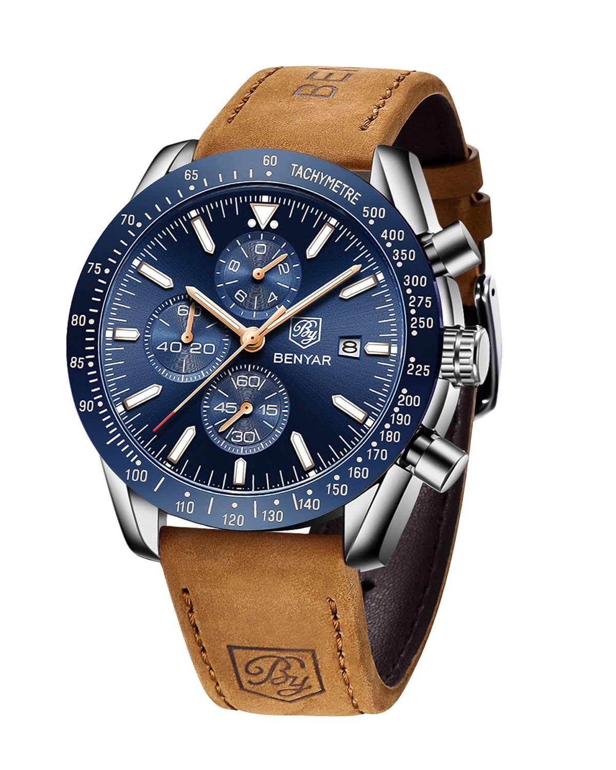 BENYAR Orologio da Uomo Cronografo Analogico Movimento al Quarzo (f6K)
