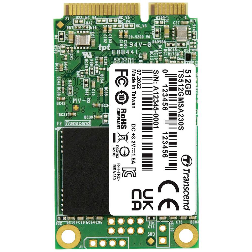 Transcend MSA230S 512 GB Memoria SSD interna mSATA mSATA Dettaglio
