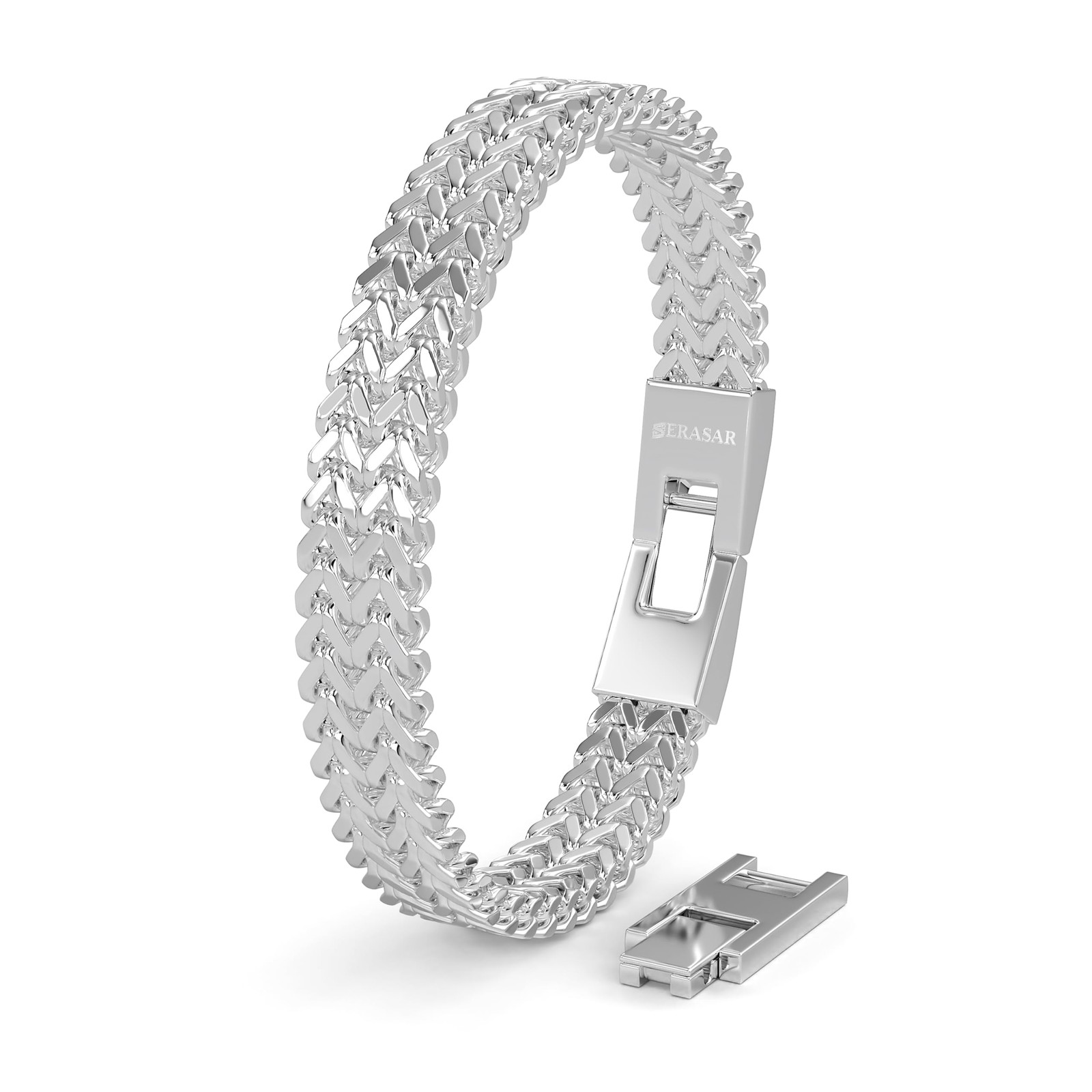 SERASAR Bracciale da Uomo in Acciaio Inox Argento Bracciale da Uomo in (s1D)