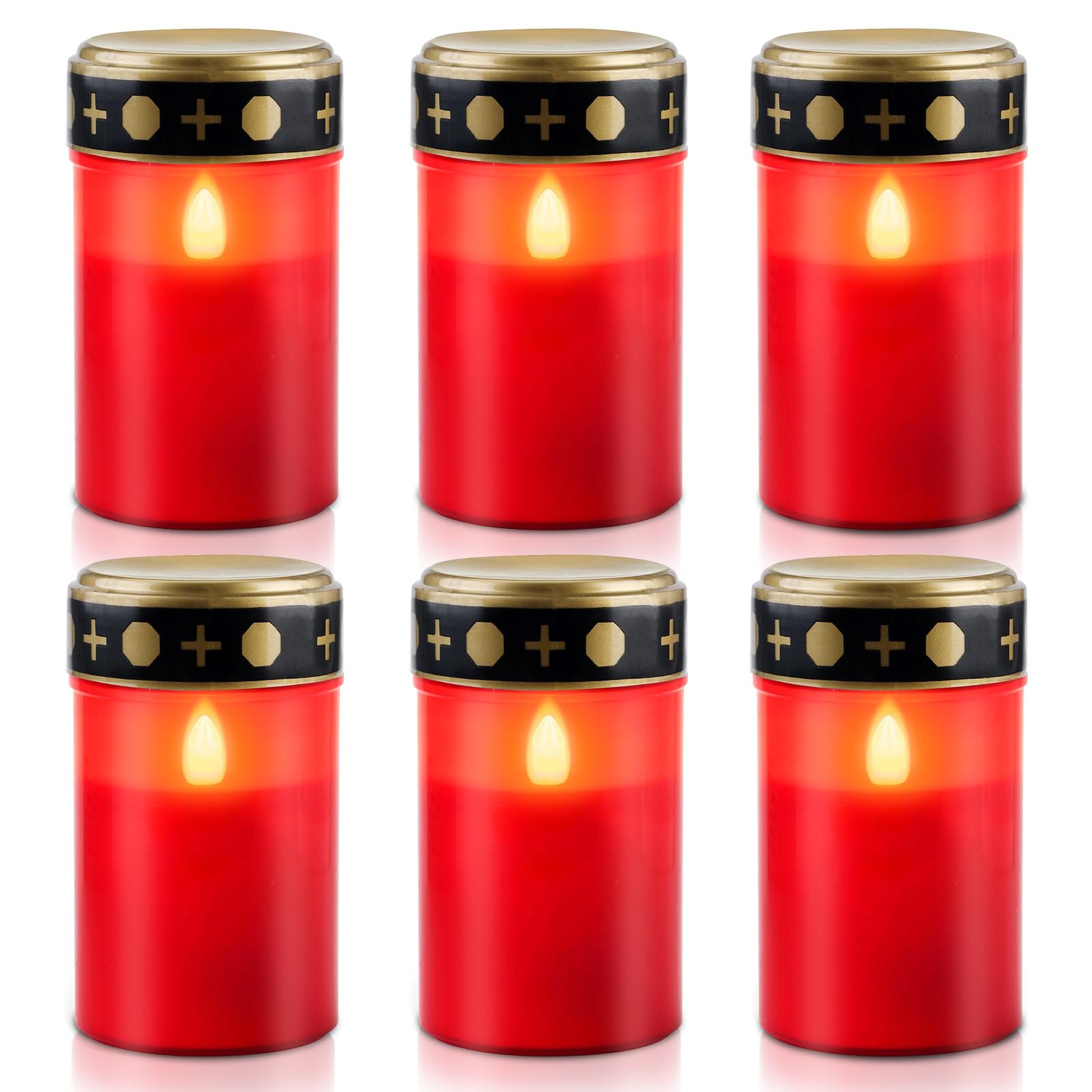6 Pezzi Lumini Cimitero LED, Lumino Elettrico per Cimitero, Lumino Led (o3n)