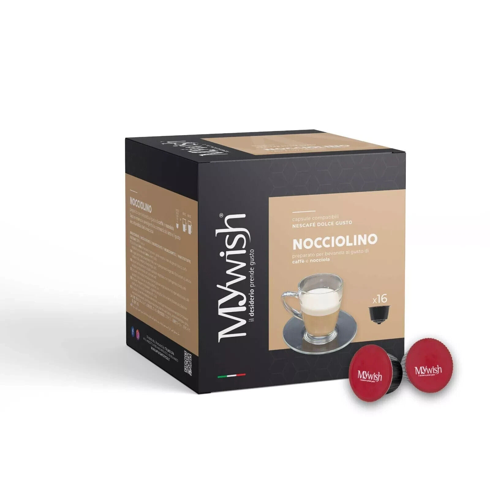 32 CAPSULE AL NOCCIOLINO  MY WISH COMPATIBILE CON NESCAFÈ DOLCE GUSTO