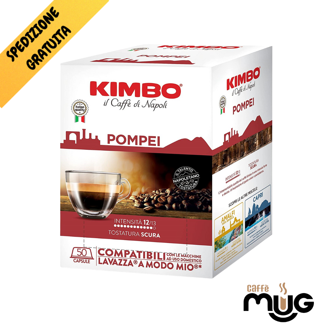 50 Capsule Caffe' Kimbo Miscela Pompei Compatibili Lavazza A Modo Mio Gratis