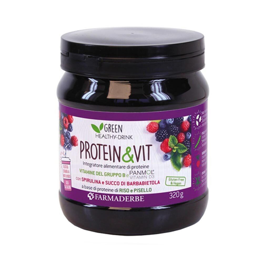 Farmaderbe Protein & Vit - Integratore di Proteine ai Frutti Rossi, 320g