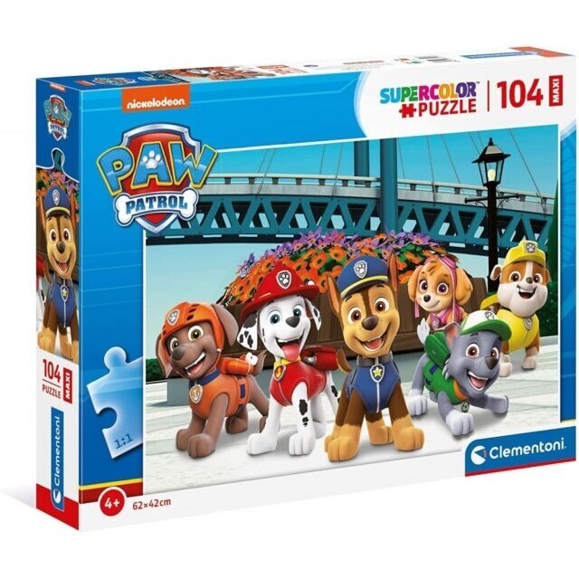 CLEMENTONI PUZZLE 104 PEZZI MAXI SUPER COLOR PAW PATROL 6 PERSONAGGI 23755