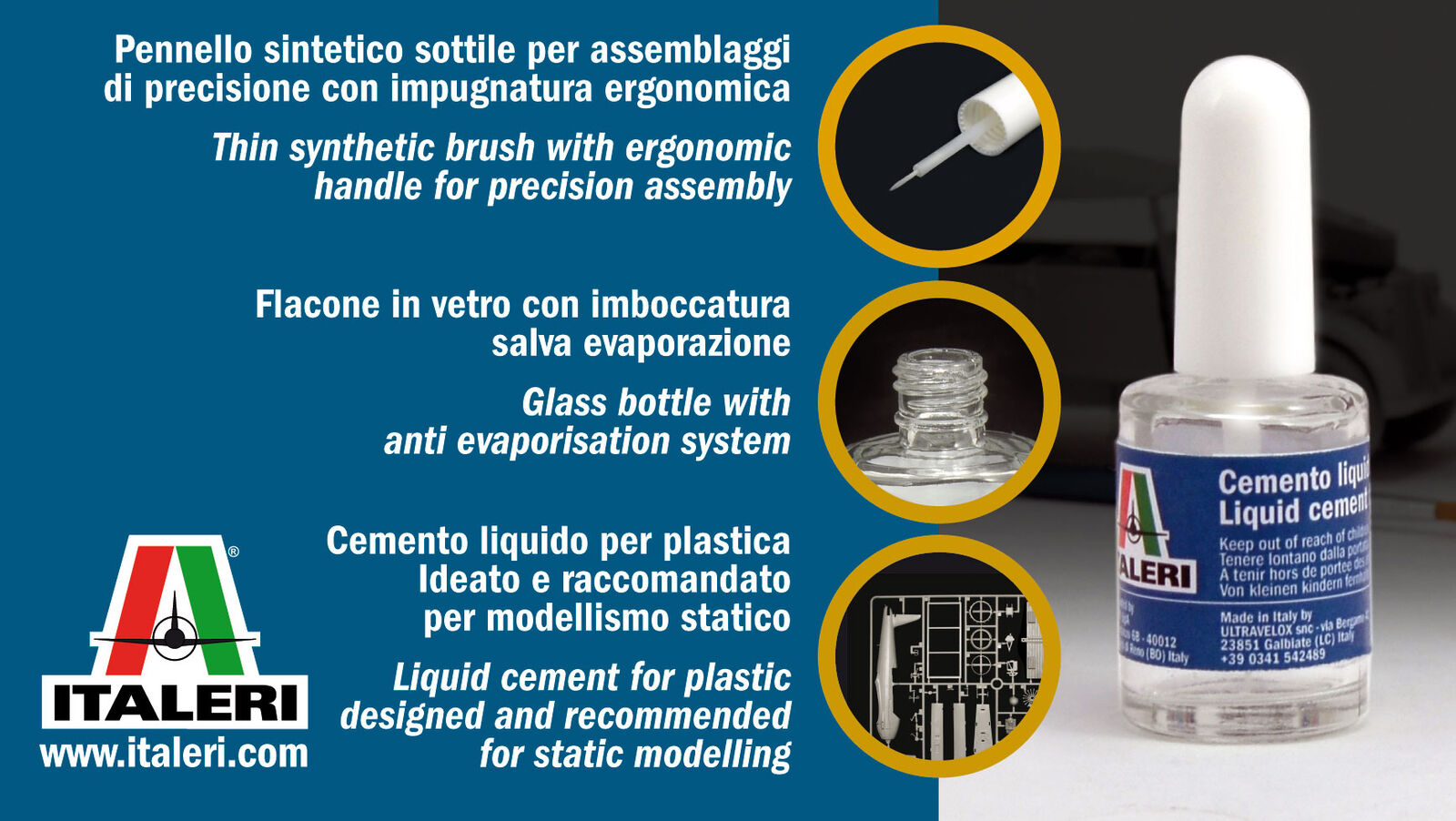 Italeri Cemento Liquido Per Plastica 15 Pz IT3990P Modellino