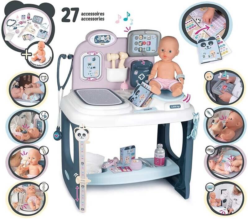 SMOBY BABY CARE CENTRO PEDIATRICO CON BAMBOLA E 27 ACCESSORI 40300