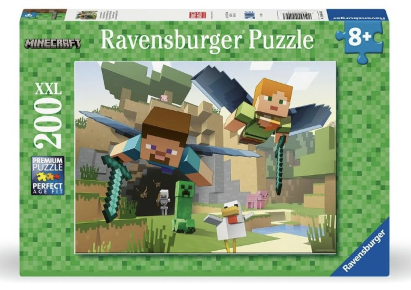 PUZZLE 200 XXL pezzi grandi MINECRAFT ANIMAL ADVENTURES ravensburger 49 X 36 CM