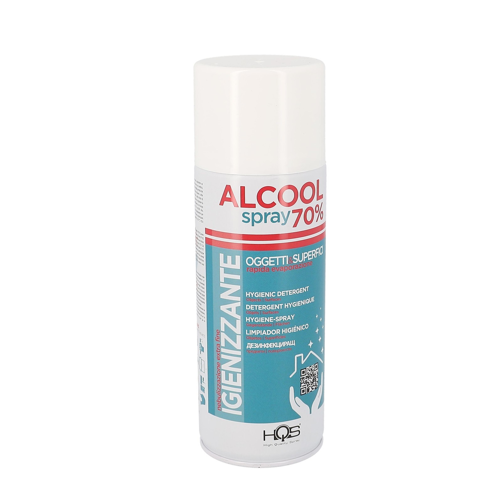 Bombe igienizzante superfici hqs spray al 70% di alcool (400 ml)