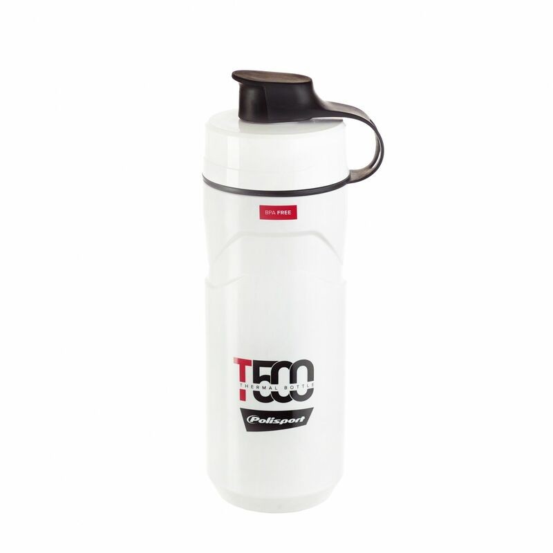 Bottiglia termica POLISPORT T500 bianca/rossa da 500/650 ml.