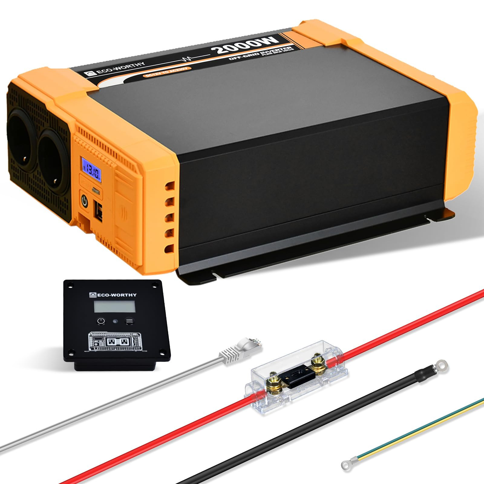 ECO-WORTHY Inverter da 12 V a 230 V, sinusoidale pura, inverter da 2000 (y5R)