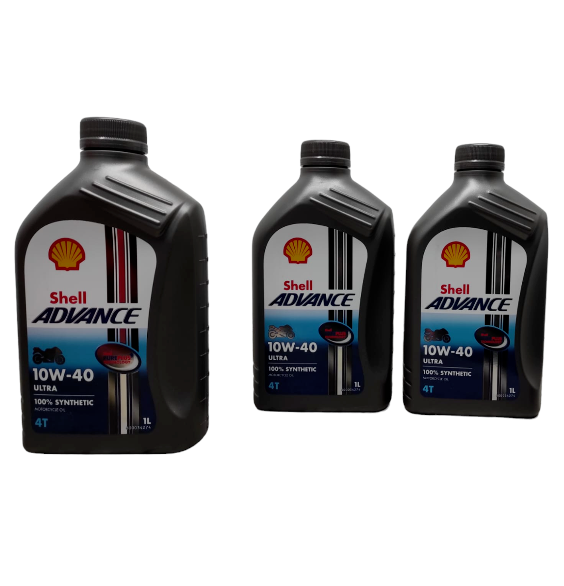 3 Litri OLIO MOTORE 100% SINTETICO SHELL 10W40 Moto 4T ADVANCE ULTRA  PURE PLUS