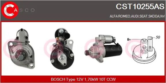 Motorino di avviamento Senso rotazione antiorario CST10255AS CASCO per SKODA VW