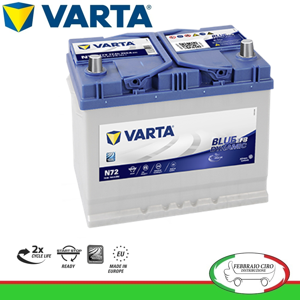 Batteria Varta 72Ah 12V Blue Dynamic EFB JIS N72 572 501 076