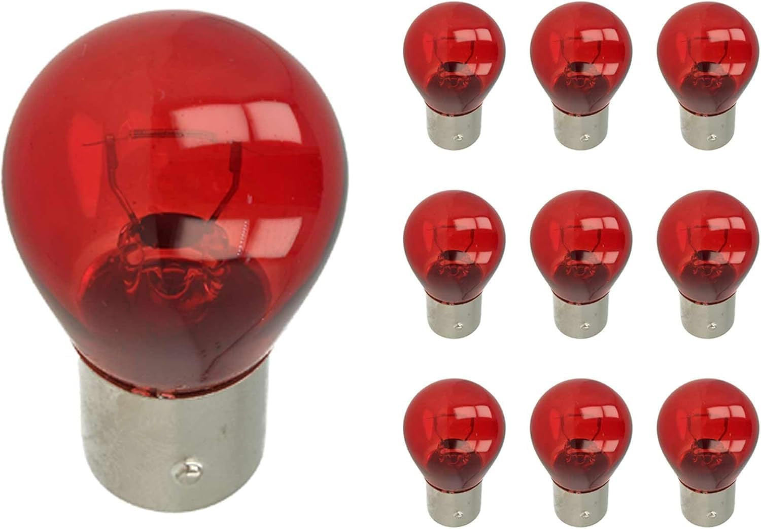 10 Pezzi Lampade Alogena PR21/5W BAW15D Asimmetrica 12V 21/5W Colore Rosso Compa