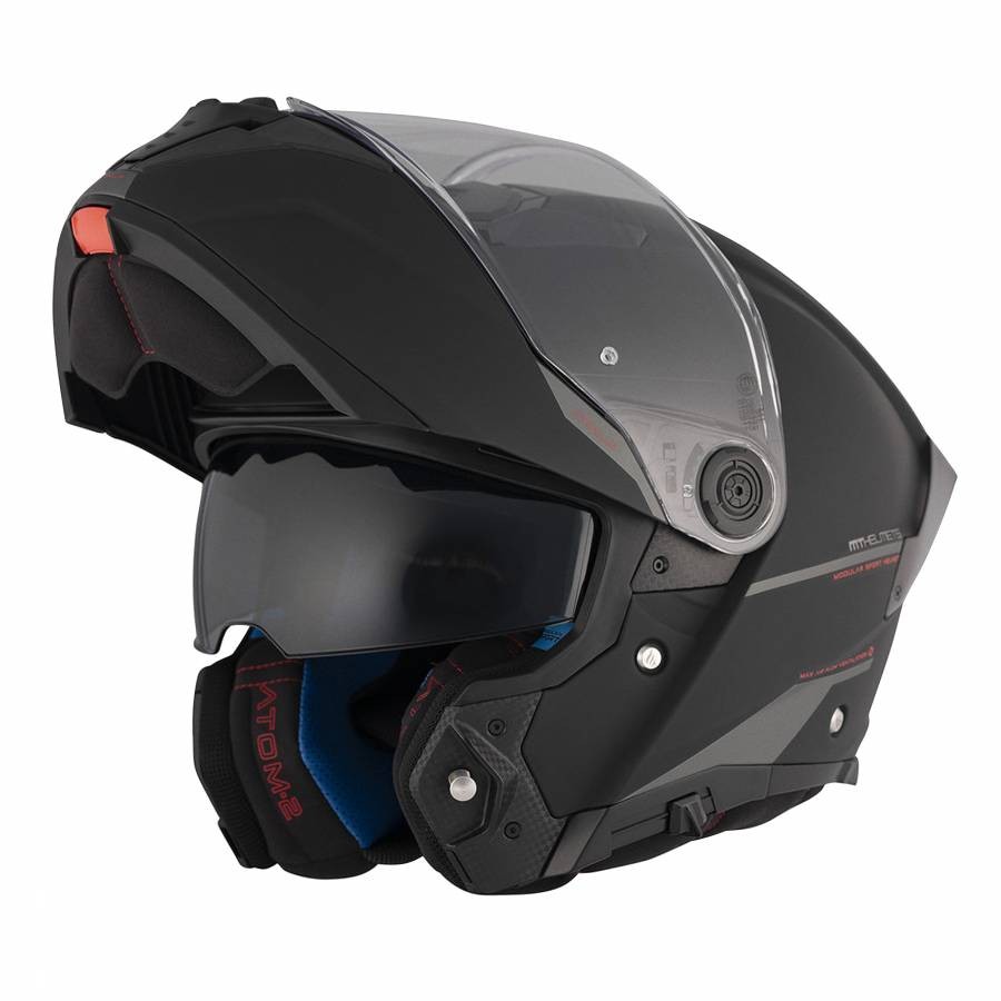 Casco modulare mt atom 2 sv doppia visiera nero opaco m (ece 22.06)