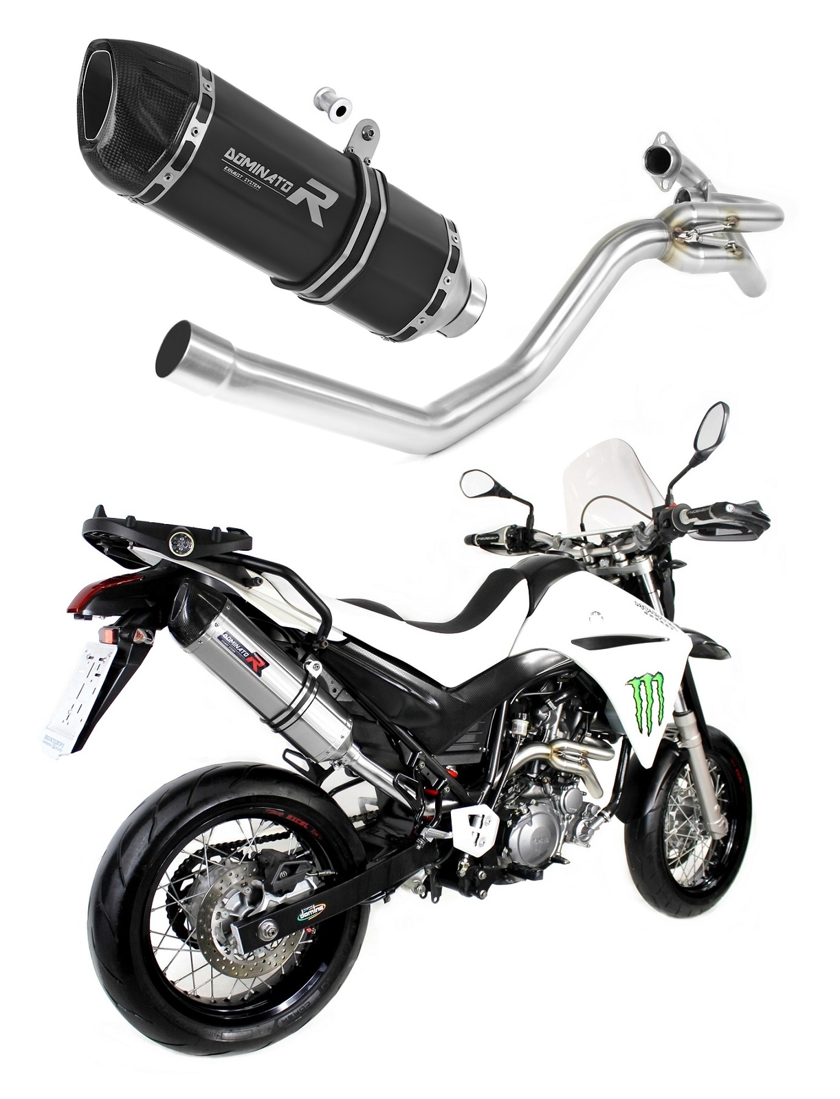 XT 660 X 2004 - 2016 kolektor boczny Terminale di Scarico Silenziatore HP1 NERO
