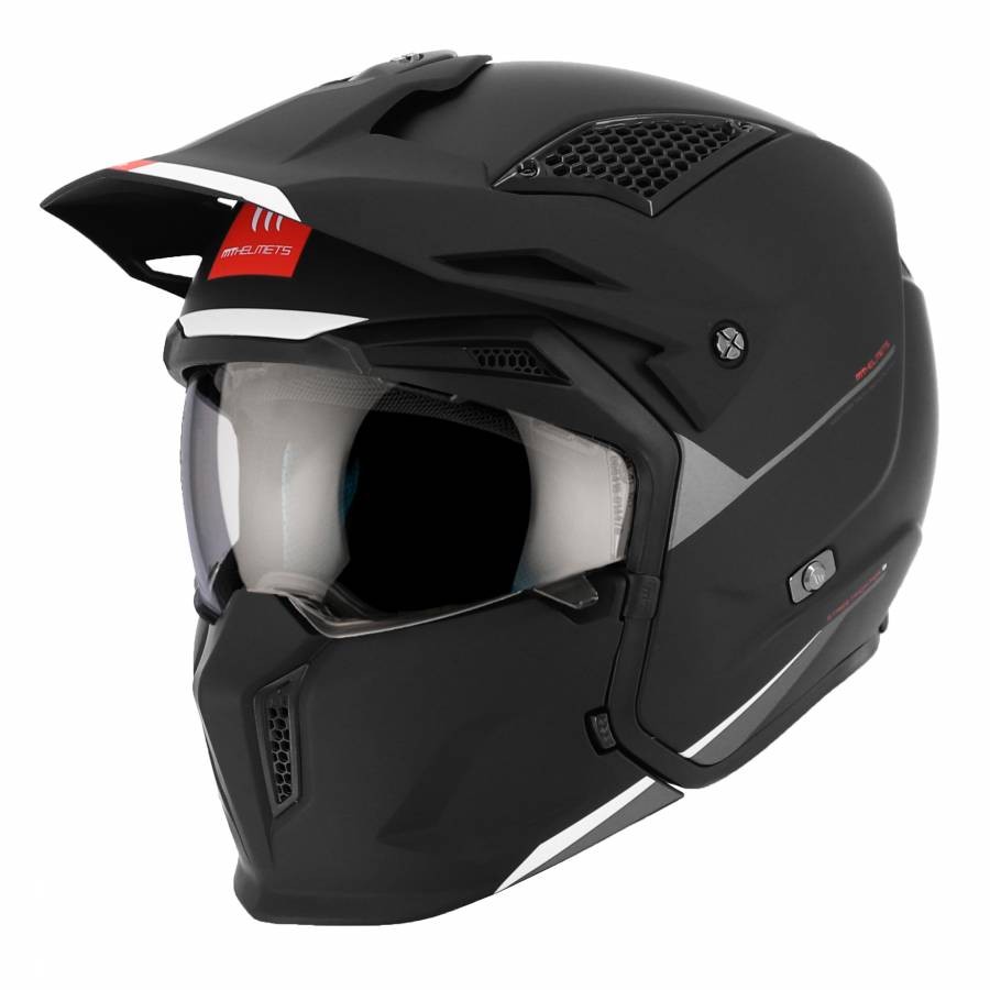 Casco trial mt streetfighter sv uni nero opaco taglia L con visiera trasparente