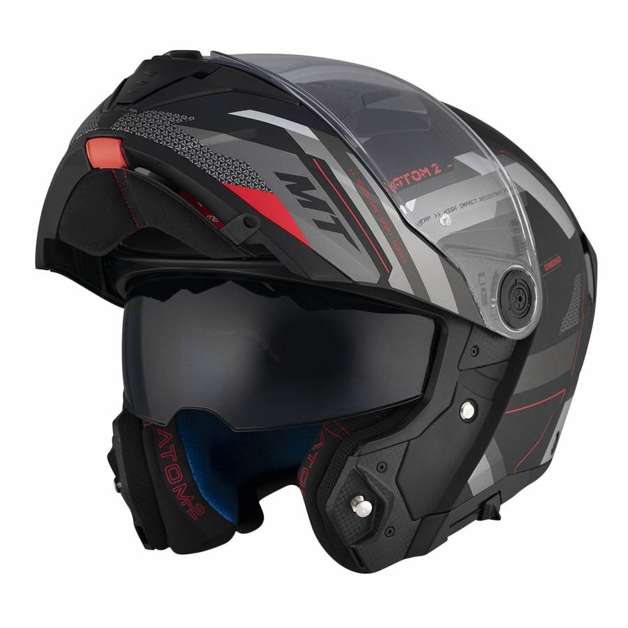 Casco modulare mt atom 2 sv bast d5 doppia visiera nero-grigio opaco m (ece 22.0