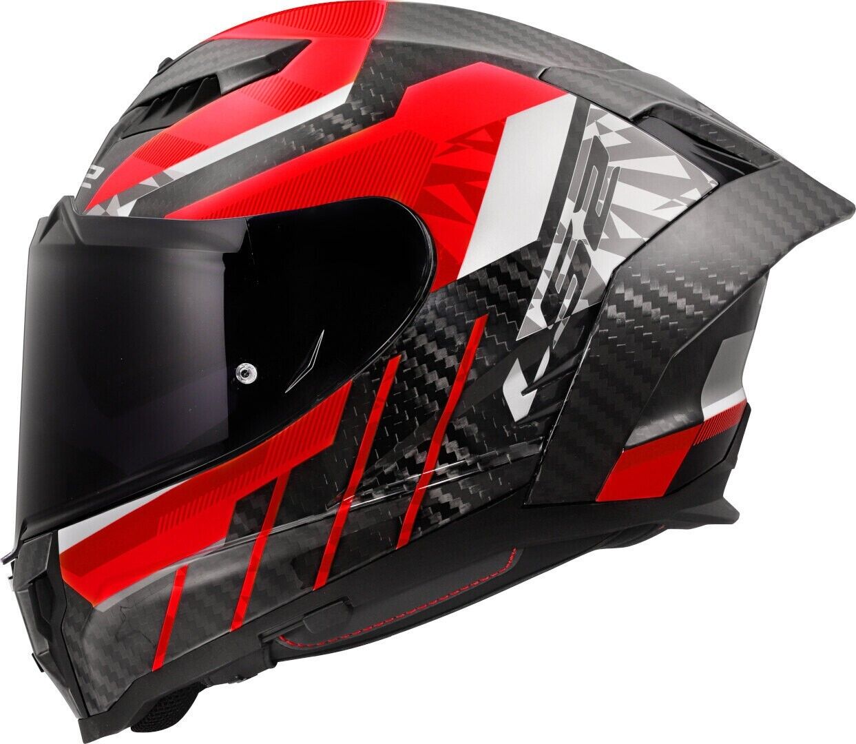 LS2 FF807 DRAGON TRAX RED CASCO CARBONIO MOTO INTEGRALE RACING 22.06 TG L