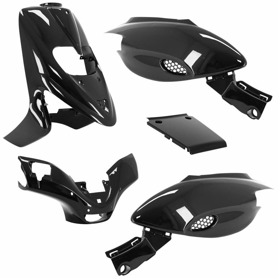 Carrozzeria-copertura scooter adattabile gilera 50 stalker nero lucido (kit 5 pe