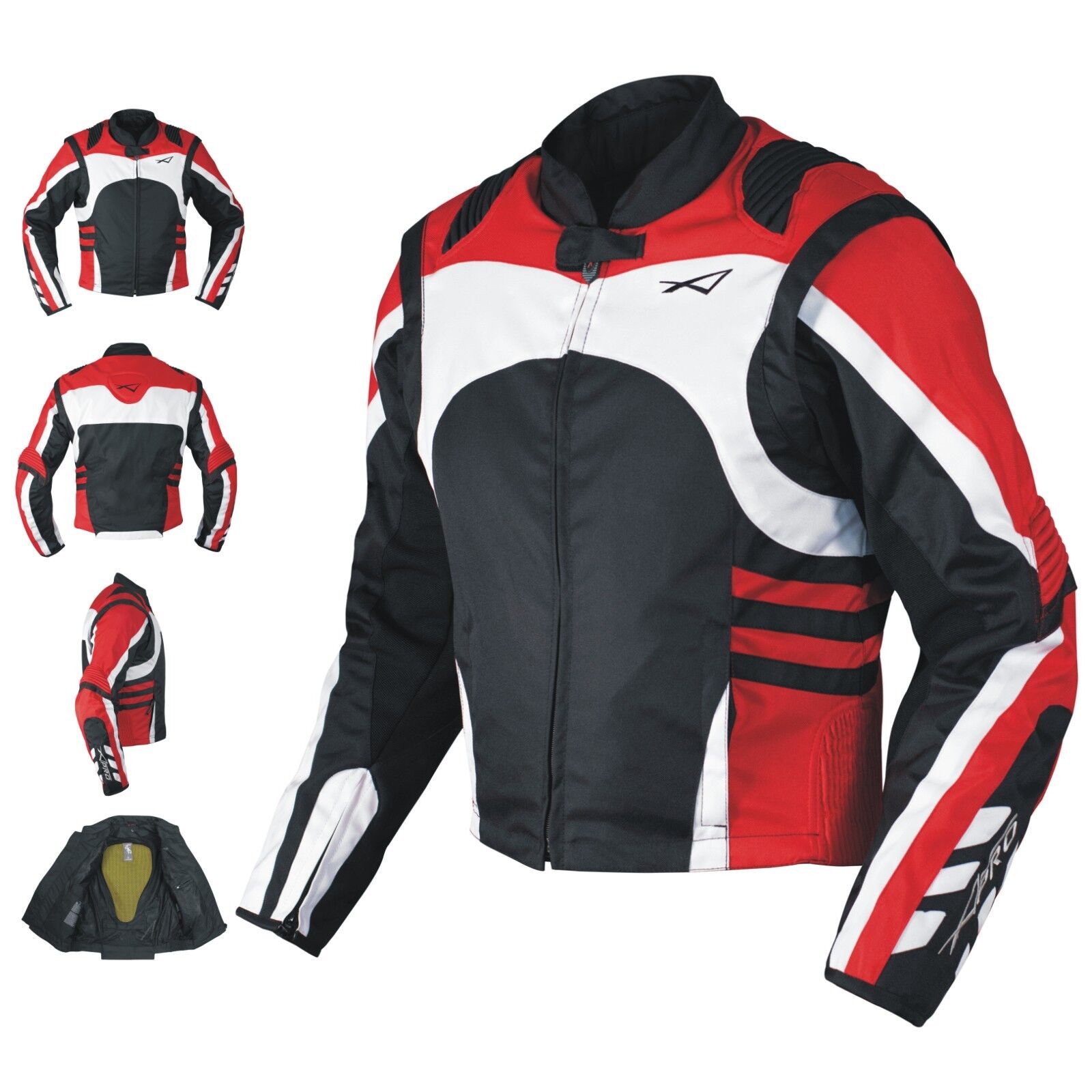 Textile Summer Jacket CE Armored Racing Motorbike Motorcycle Windproof Red L