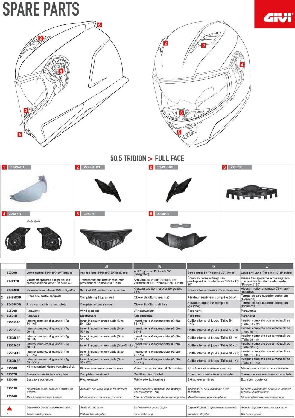 RICAMBIO GIVI Z2506R - KIT MECCANISMI VISIERA COMPLETI